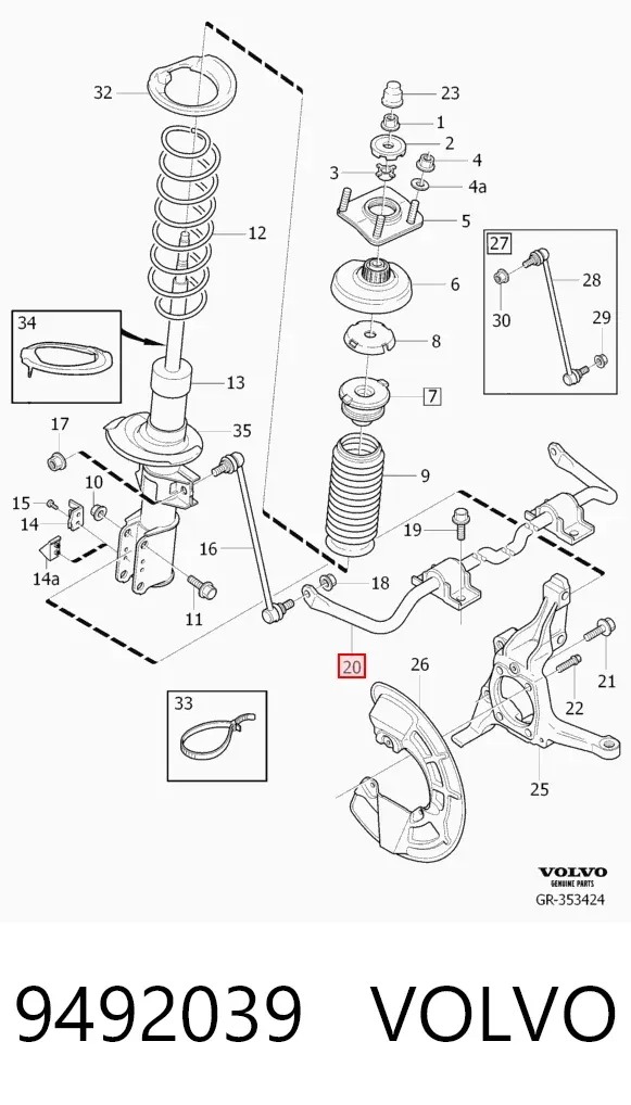 Stabilizator przedni 9492039 Volvo