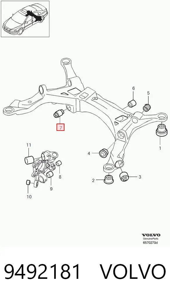 Silentblock tylnej belki 9492181 Volvo