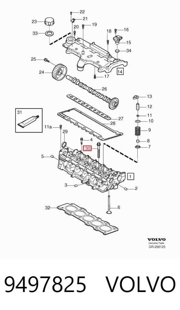 Śruba głowicy cylindrów 9497825 Volvo