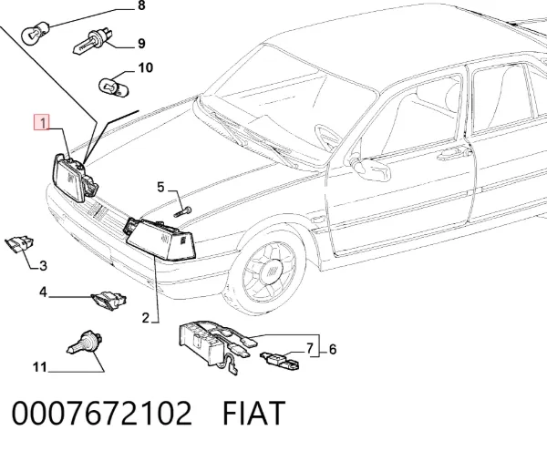 Reflektor prawy Fiat Tempra 159