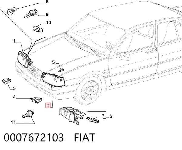 Reflektor lewy Fiat Tempra 159