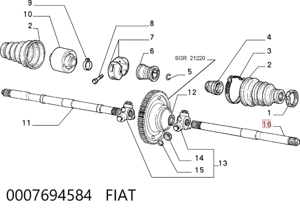 Półoś napędowa przednia lewa Fiat Marea 185