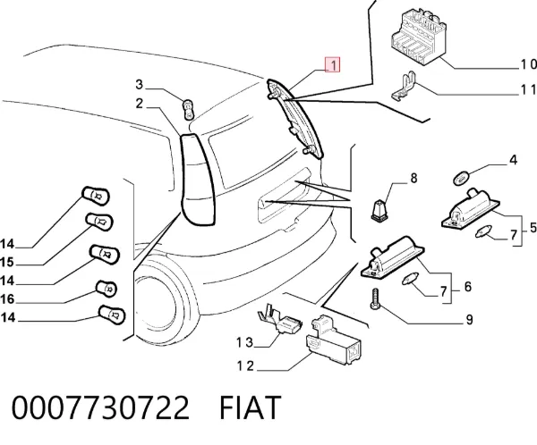 Lampa zespolona tylna prawa Fiat Punto I