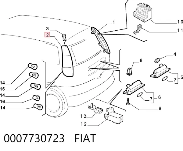 Lampa zespolona tylna lewa Fiat Punto I