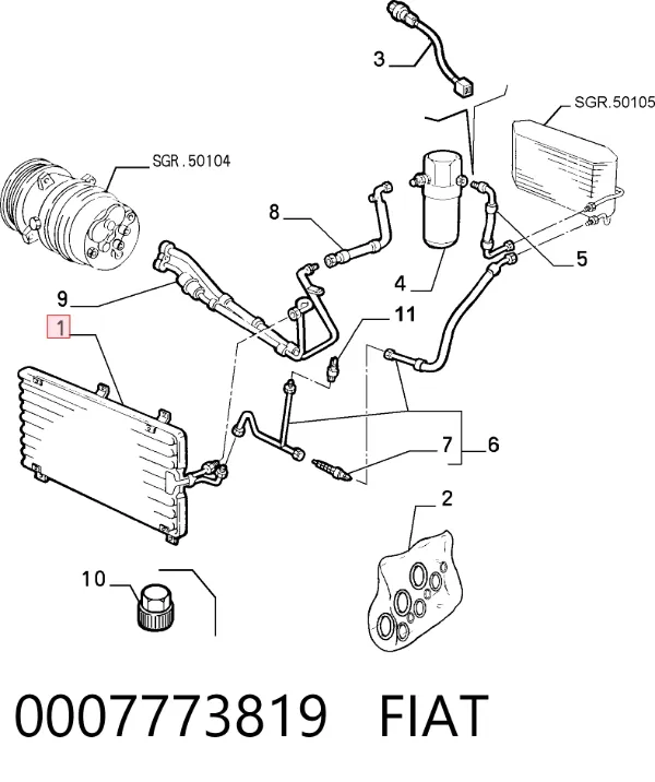 Chłodnica klimatyzacji Fiat Tipo 160