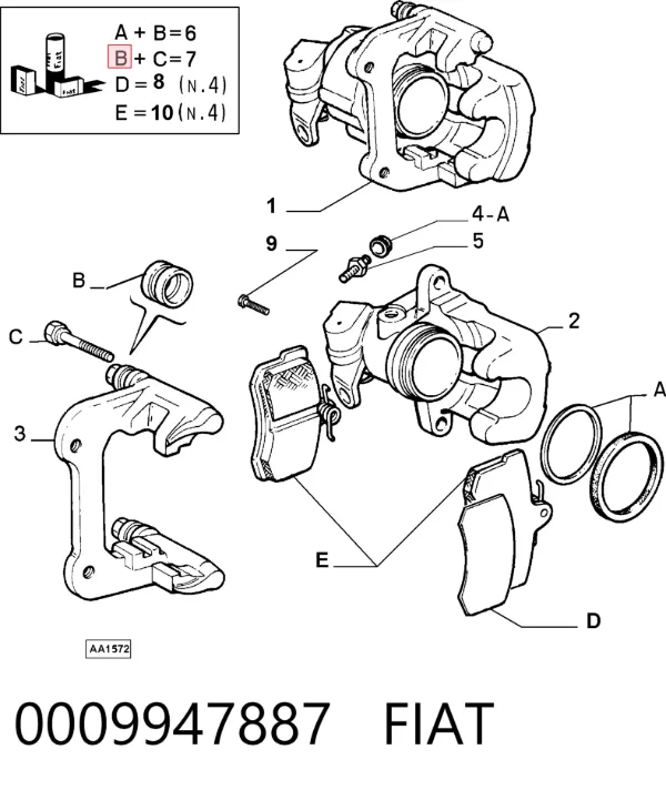 Zestaw naprawczy zacisku hamulcowego tylnego 0009947887 Fiat/Alfa/Lancia