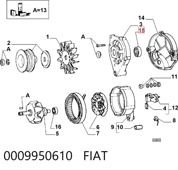 Łożysko alternatora 0009950610 Fiat/Alfa/Lancia