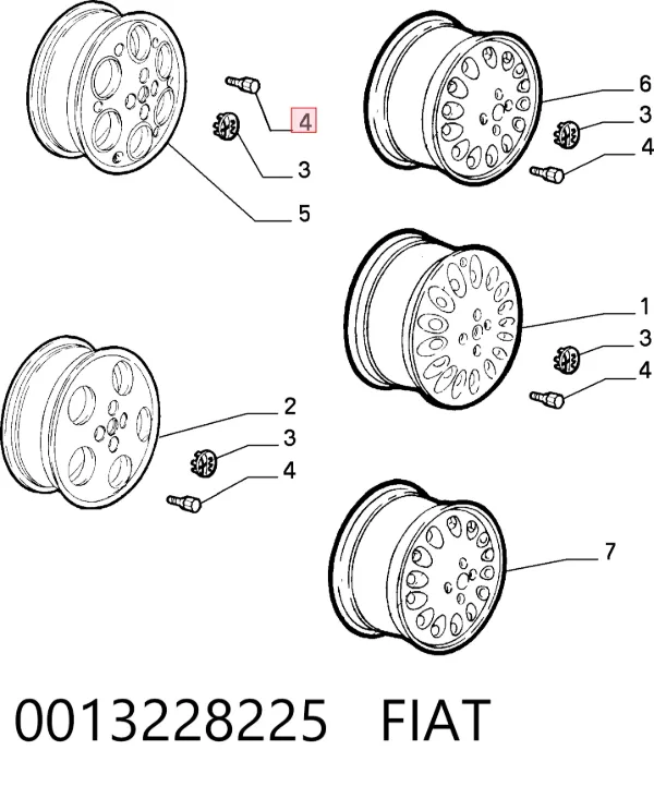 Śruba koła 0013228225 Fiat/Alfa/Lancia