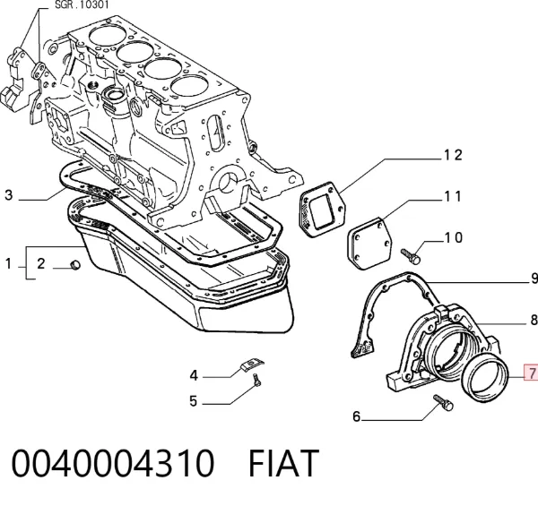 Uszczelniacz wału korbowego silnika tylny 0040004310 Fiat/Alfa/Lancia
