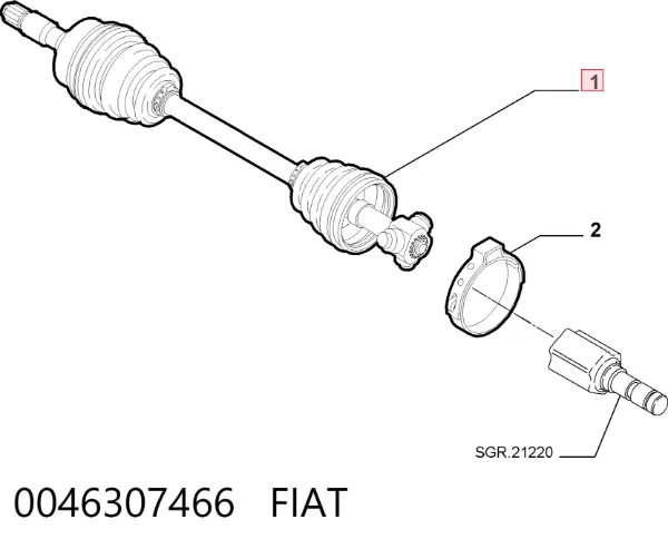 Półoś napędowa przednia lewa 0046307466 Fiat/Alfa/Lancia