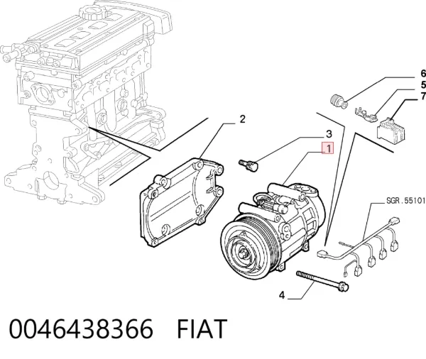 Sprężarka klimatyzacji 0046438366 Fiat/Alfa/Lancia