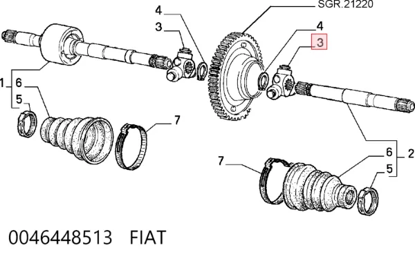 Przegub homokinetyczny wewnętrzny trójramienny 0046448513 Fiat/Alfa/Lancia