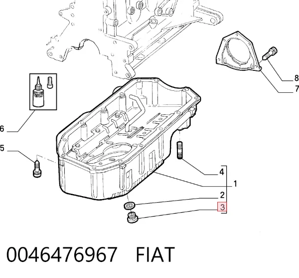 Korek miski olejowej silnika 0046476967 Fiat/Alfa/Lancia