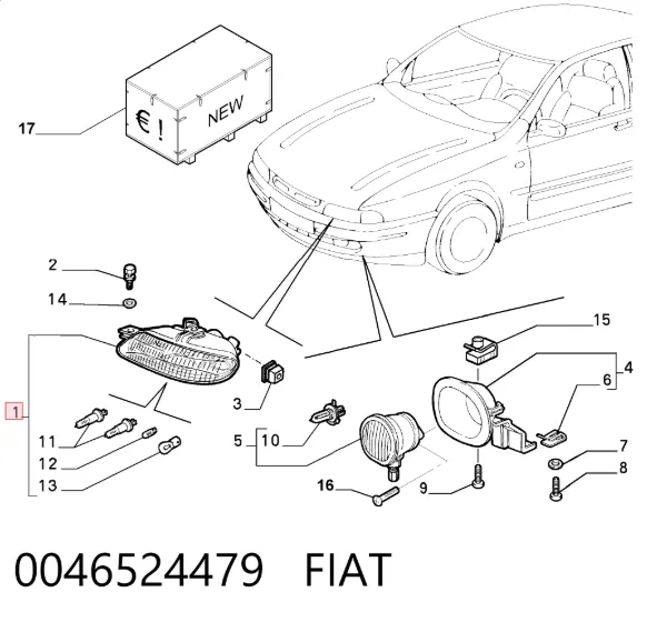 Reflektor prawy Fiat Marea 185