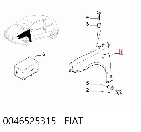 Błotnik przedni lewy Fiat Punto II