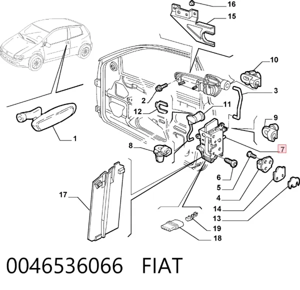 Zamek drzwi przednich lewych Fiat Punto II