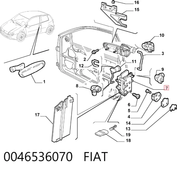 Zamek drzwi przednich prawych Fiat Punto II