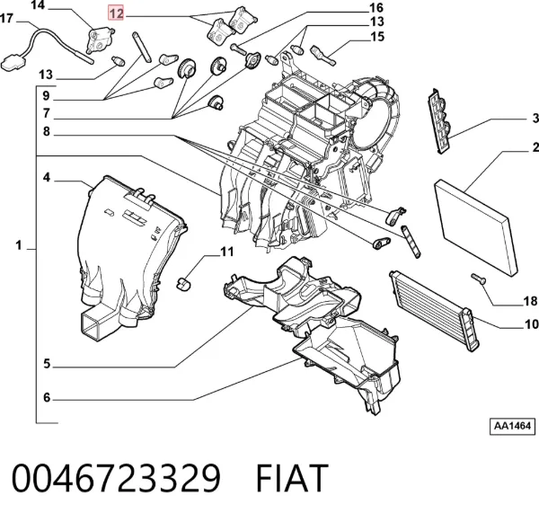 Silniczek klapy nagrzewnicy 0046723329 Fiat/Alfa/Lancia