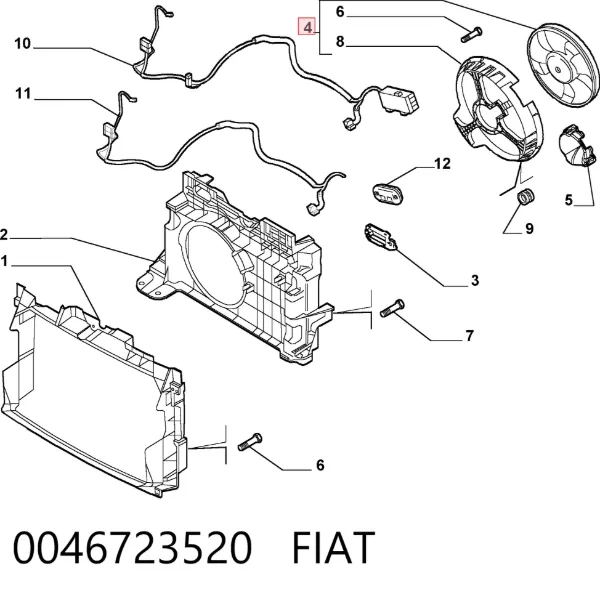 Wentylator elektryczny układu chłodzenia kompletny (silnik+wirnik) 0046723520 Fiat/Alfa/Lancia