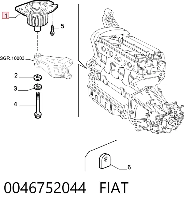 Poduszka (podpora) silnika prawa 0046752044 Fiat/Alfa/Lancia