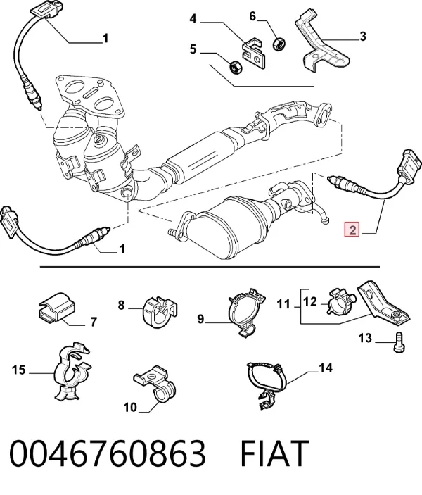 Sonda lambda czujnik tlenu po katalizatorze 0046760863 Fiat/Alfa/Lancia
