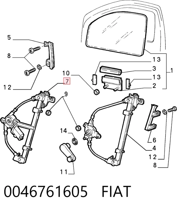 Mechanizm podnoszenia szyby drzwi przednich prawych Alfa Romeo 146 930