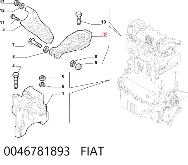 Poduszka (podpora skrzyni biegów) 0046781893 Fiat/Alfa/Lancia