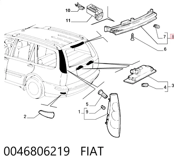 Lampa stop tylna dodatkowa Fiat Marea 185