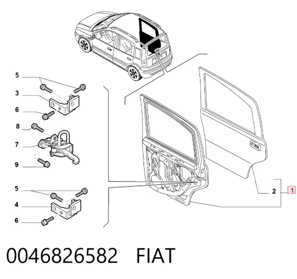 Drzwi tylne prawe Fiat Panda II