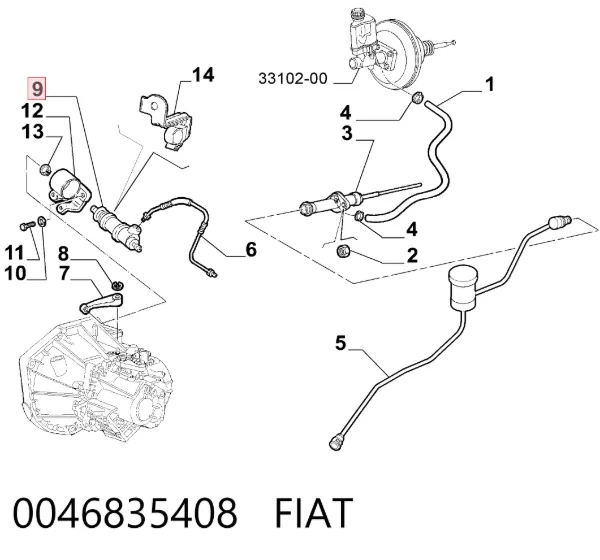 Cylinder roboczy sprzęgła 0046835408 Fiat/Alfa/Lancia