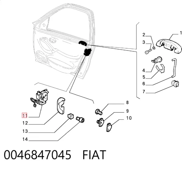 Zamek drzwi przednich lewych Fiat Albea 172