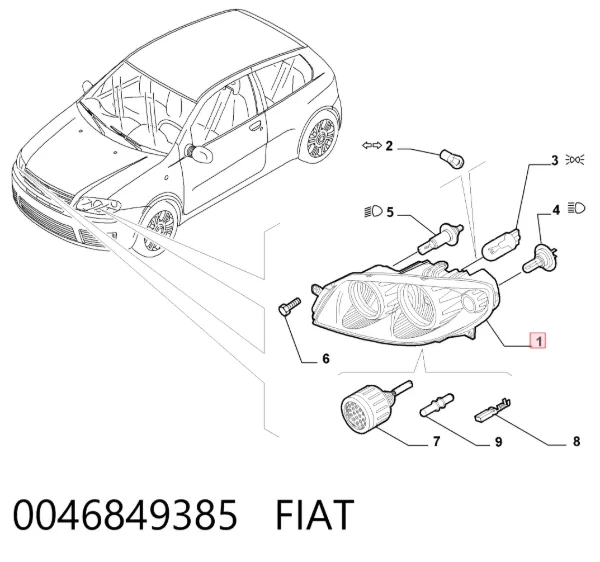 Reflektor lewy 0046849385 Fiat/Alfa/Lancia