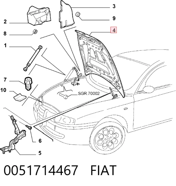 Maska silnika Alfa Romeo 147 937