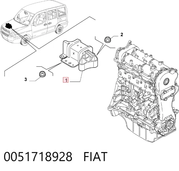 Poduszka (podpora) silnika prawa 0051718928 Fiat/Alfa/Lancia