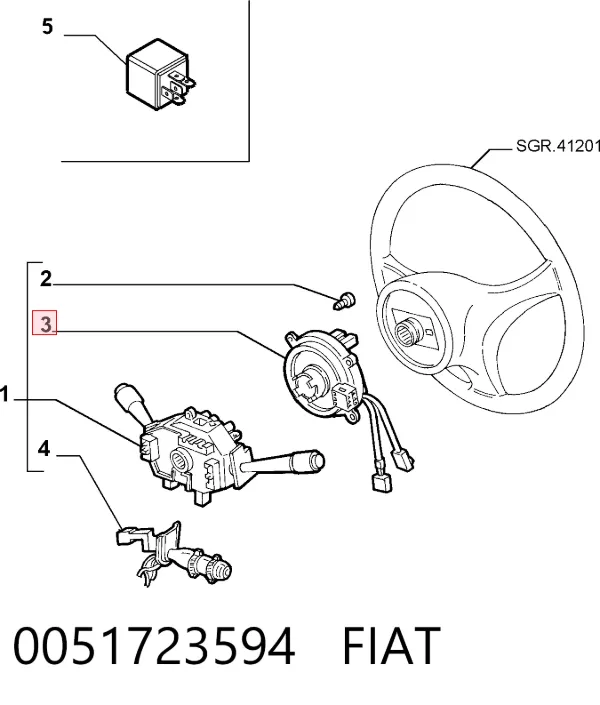 Pierścień kontaktowy AIRBAG, taśma kierownicy  Fiat Ducato II