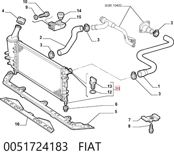 Chłodnica silnika 0051724183 Fiat/Alfa/Lancia