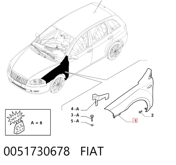 Błotnik przedni prawy Fiat Croma II