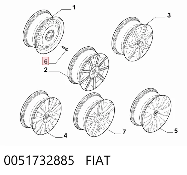Śruba koła 0051732885 Fiat/Alfa/Lancia