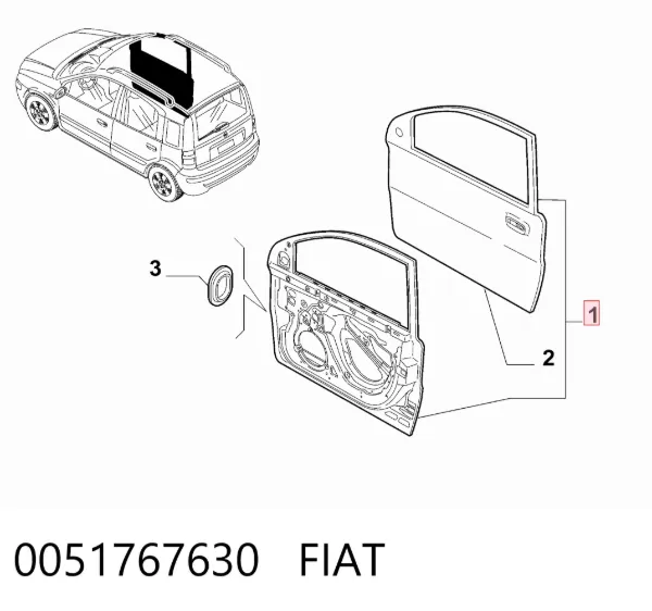 Drzwi przednie prawe Fiat Panda II