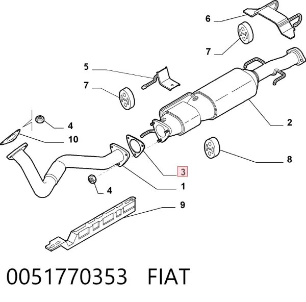 Uszczelka rury odbiornika tłumika 0051770353 Fiat/Alfa/Lancia