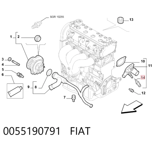 Czujnik temperatury płynu chłodzącego 0055190791 Fiat/Alfa/Lancia
