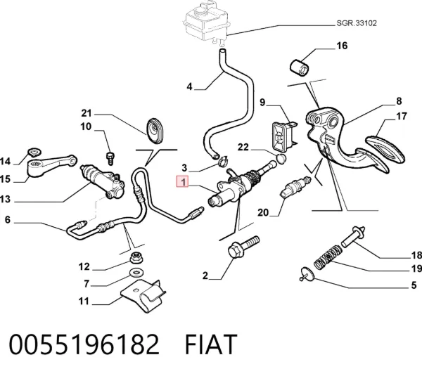 Cylinder sprzęgła główny 0055196182 Fiat/Alfa/Lancia