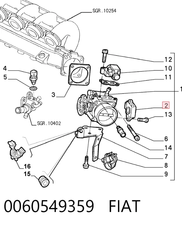 Czujnik położenia przepustnicy (potencjometr) 0060549359 Fiat/Alfa/Lancia