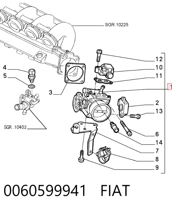 Przepustnica, komplet Alfa Romeo 146 930
