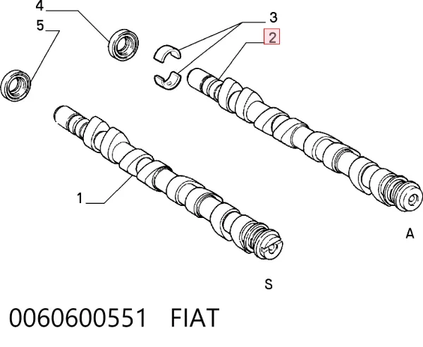 Wał rozrządu silnika 0060600551 Fiat/Alfa/Lancia