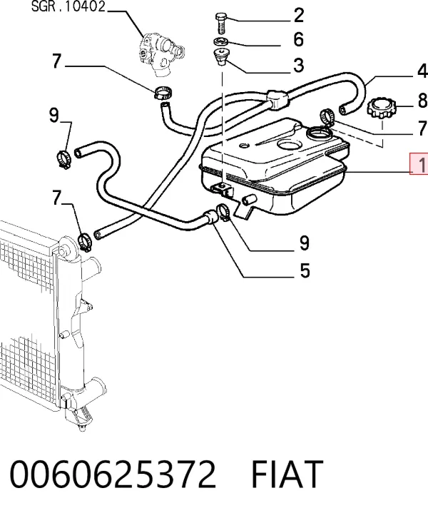 Zbiorniczek wyrównawczy układu chłodzenia 0060625372 Fiat/Alfa/Lancia