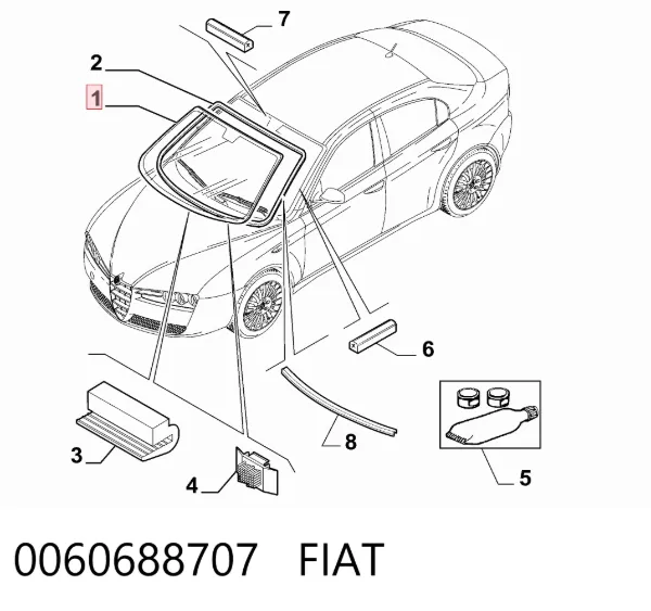 Szyba przednia 0060688707 Fiat/Alfa/Lancia
