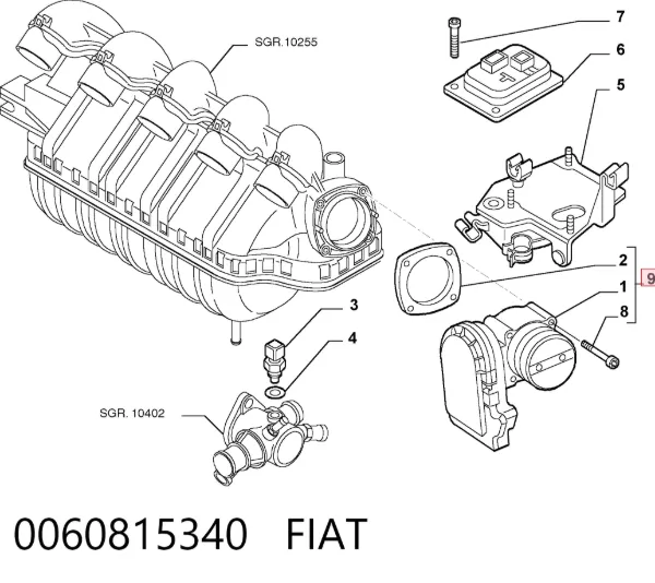 Przepustnica, komplet 0060815340 Fiat/Alfa/Lancia