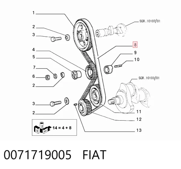 Pasek rozrządu 0071719005 Fiat/Alfa/Lancia