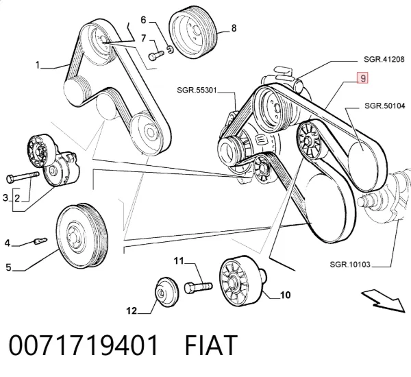 Pas napędowy mechanizmów 0071719401 Fiat/Alfa/Lancia